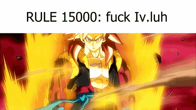 a picture of a cartoon character with the words rule 15000 fuck iv.luh