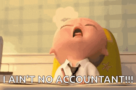 a baby in a suit and tie is crying and says i ain 't no accountant !