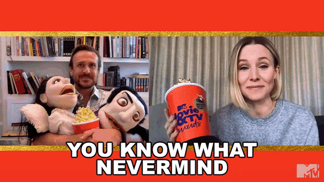 You Know What Nevermind Its In The Past Jason Segal GIF - You Know What Nevermind Its In The Past Jason Segal Kristen Bell GIFs