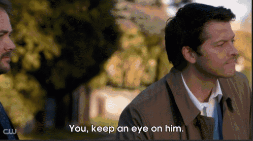 a man says " you keep an eye on him " while looking at another man