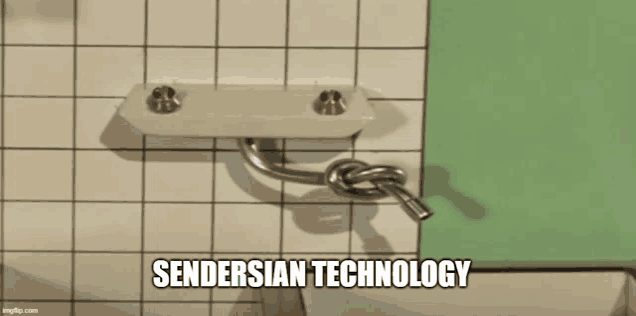 a bathroom sink with a knot in it and the words sendersian technology above it