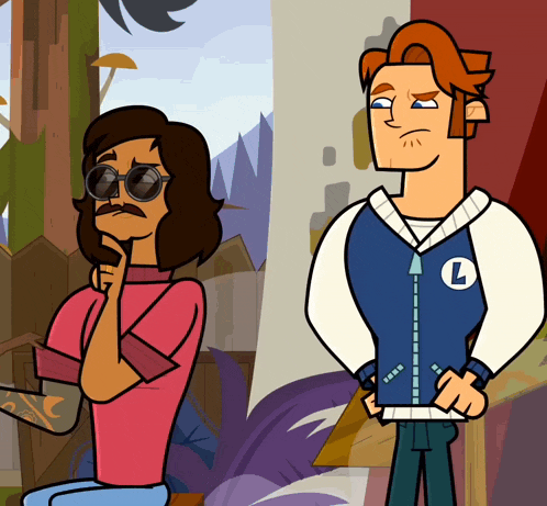 a cartoon character with the letter l on his sweater