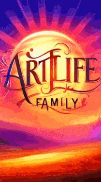 a poster for artlife family shows a sunset