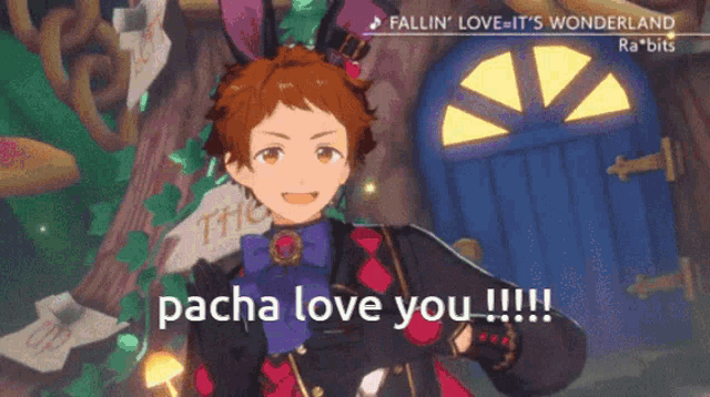 a cartoon character says pacha love you