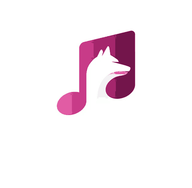 a pink music note with a fox 's head on it