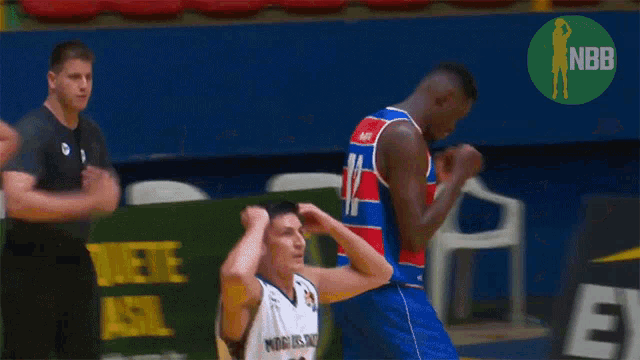 a blurry picture of a basketball game with the nba logo
