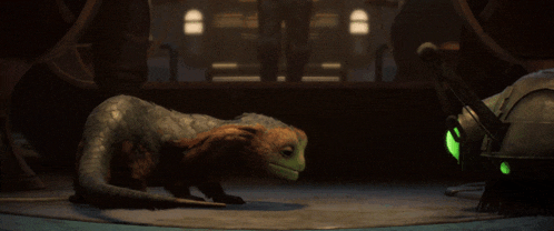 a lizard with a green lightning bolt coming out of its mouth