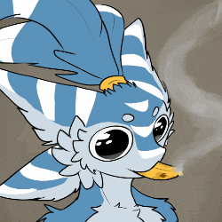 a drawing of a blue and white striped animal