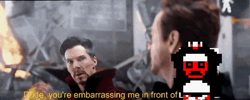 a man talking to another man with the words dude you 're embarrassing me in front of it