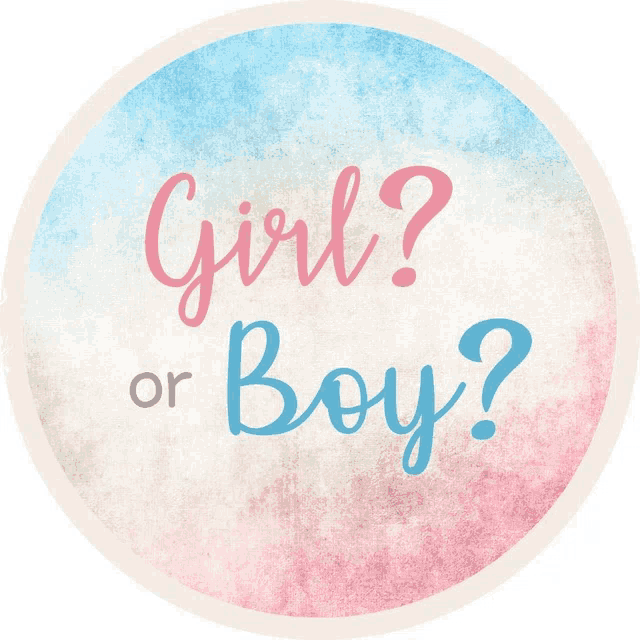 a sign that says girl or boy on a blue and pink background