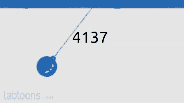 a drawing of a blue ball on a chain with the number 6137 above it