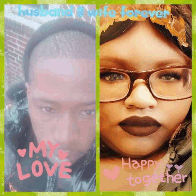 a picture of a man and a woman with the words " my love "