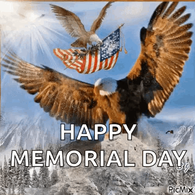 Happy Memorial Day American Flag GIF - Happy Memorial Day American Flag Eagles GIFs