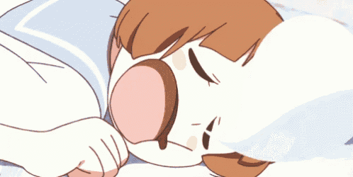 a cartoon of a girl laying down with her mouth open
