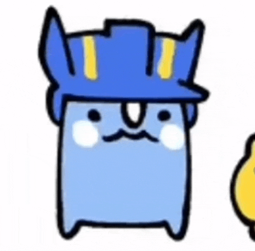a cartoon cat wearing a blue hat with yellow stripes .