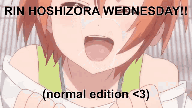 a picture of a girl with the words rin hoshizora wednesday