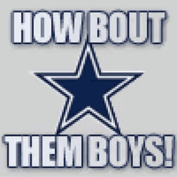 a picture of a cowboys star with the words how bout them boys