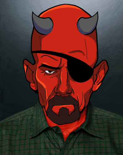 a cartoon of a devil with a speech bubble