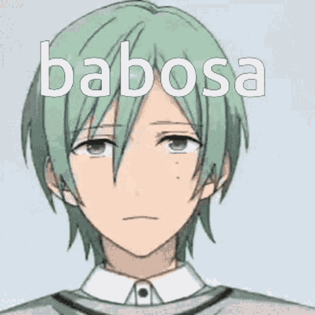 a close up of a person 's face with the word babosa in white letters