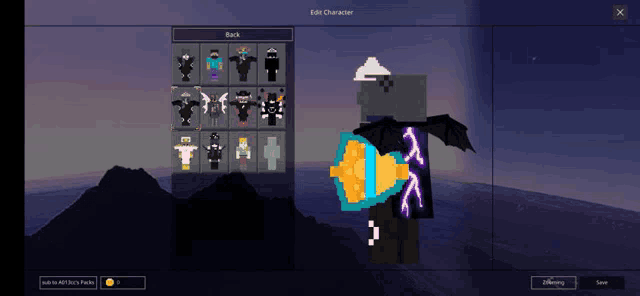 a screenshot of a video game where a character can be edited