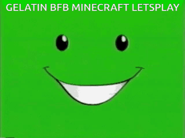 a green background with a smiley face and the words gelatin bfb minecraft letsplay below it