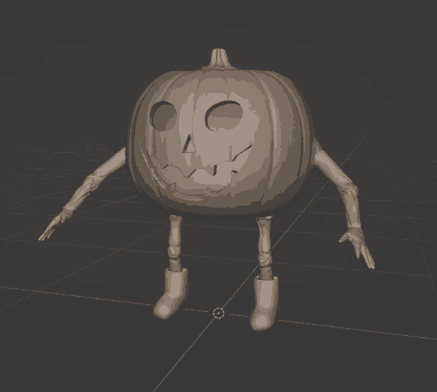 3d model of a pumpkin with arms and legs