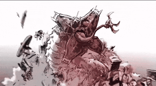 a black and white drawing of a monster with a long tongue coming out of it 's mouth .