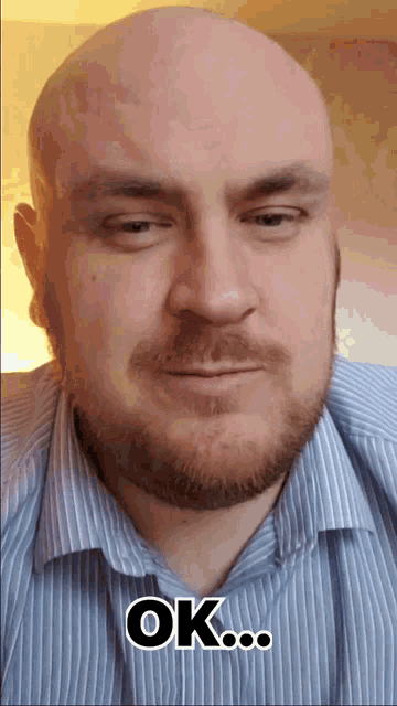a bald man with a beard says " ok "