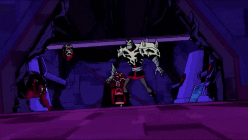 a cartoon character with a red hood is standing next to a monster with spikes