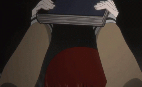 Makise Kurisu Book GIF - Makise Kurisu Book Bonk GIFs