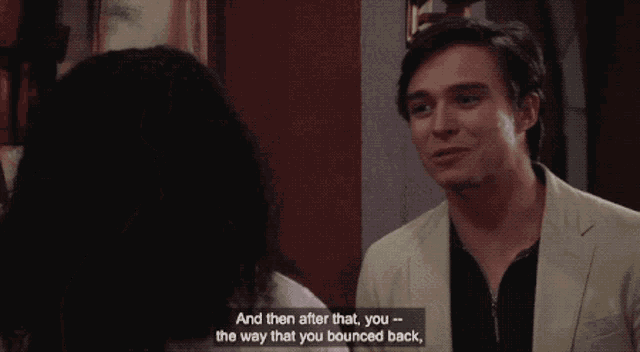 a woman is talking to a man and she says " and i thought that that was so cool "