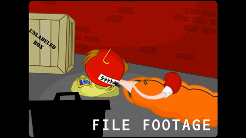 a cartoon of a man laying on the ground with the words file footage below him