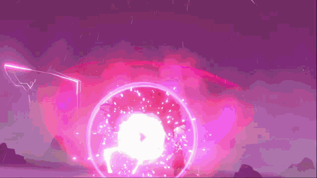 a purple background with a lightning bolt coming out of the center