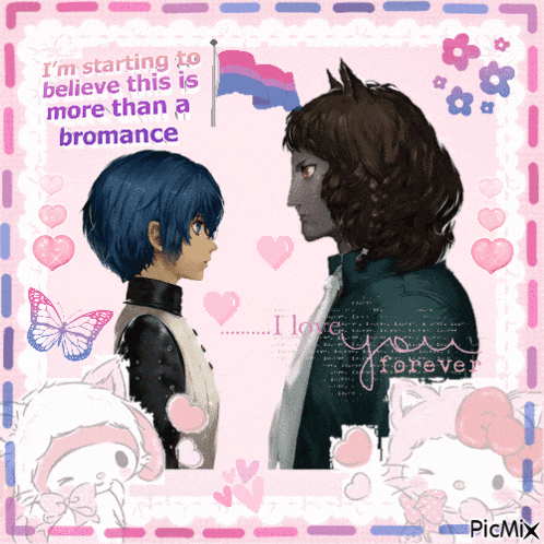 a picture of a man and a boy with the words i 'm starting to believe this is more than a romance