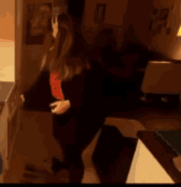 a person is standing in front of a fire in a living room .