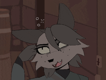 a cartoon drawing of a furry character with circles drawn on her head