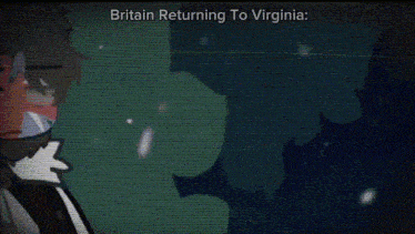 a cartoon of a man with the words britain returning to virginia on the bottom