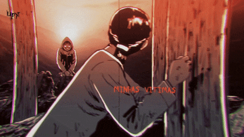 a drawing of a person with the words minhas victimas written in red