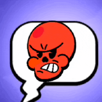 a cartoon of an angry skull with a speech bubble