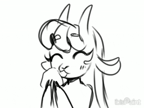 a black and white drawing of a cartoon character with ibis paint written on the bottom right