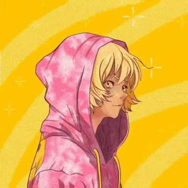 a close up of a girl 's face with a yellow background
