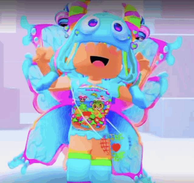 a girl in a fairy costume is holding a bag that says ' ice cream ' on it