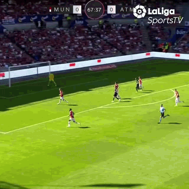 a soccer game is being broadcasted by laliga sports tv