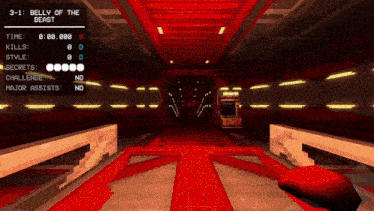 a video game called belly of the beast has a red carpet