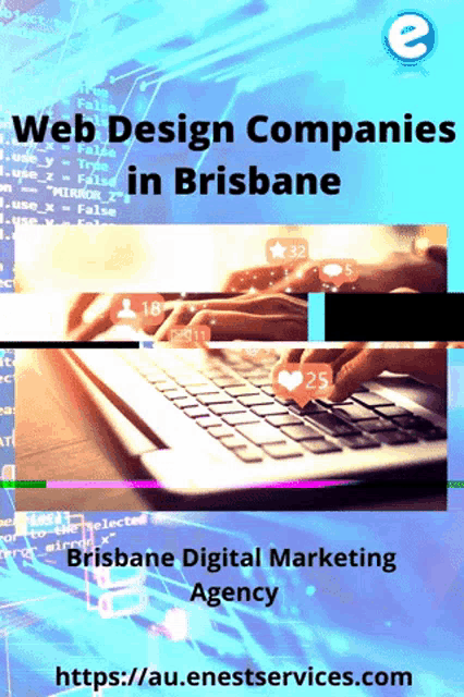 an ad for brisbane digital marketing agency shows a person typing on a laptop computer