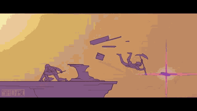 a drawing of a person falling off a cliff with the word sadist on the bottom of it