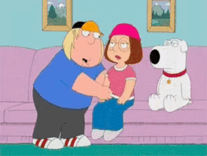 a couple of cartoon characters are sitting on a couch