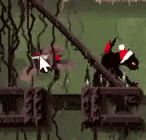 a person is riding a horse in a video game with a santa hat on .