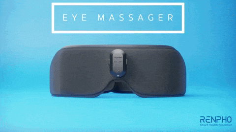 an advertisement for an eye massager that says renpho on the bottom