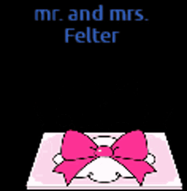 a cartoon of a bear and a rabbit standing next to each other with the words mr. and mrs. felter